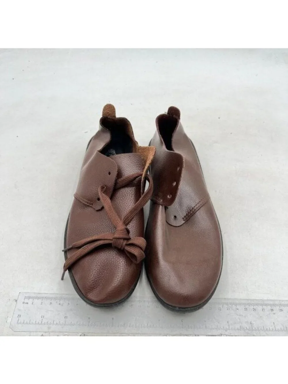 Men's Comfort Lace-Up Platform Oxford Shoes Round Toe Brown